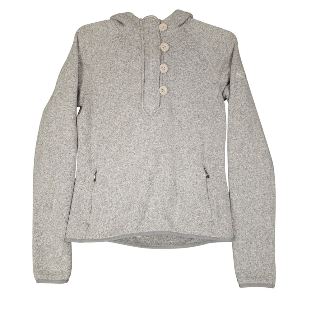 The North Face Womens Fleece Pullover Hoodie Button Up Gray Small Jacket